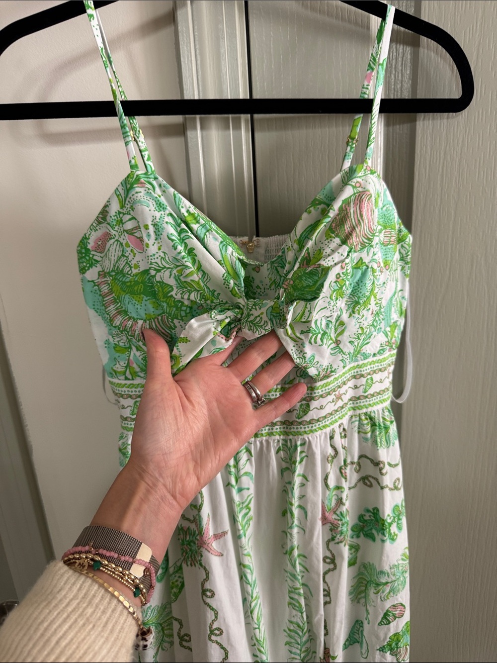 Lilly Pulitzer White & Green Printed Midi Sundress - Picture 5 of 6